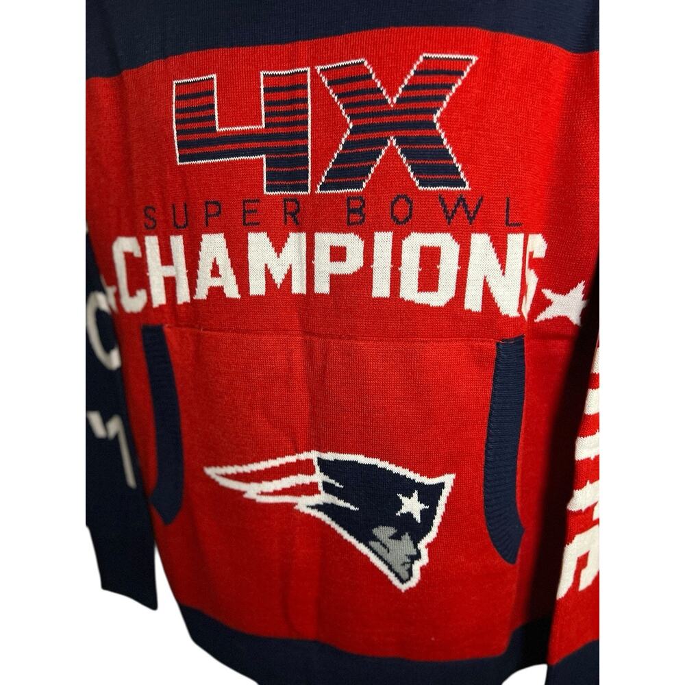 NFL New England Patriots 4x Champions M Commemorative Hoodie Sweater NEW - Picture 2 of 13